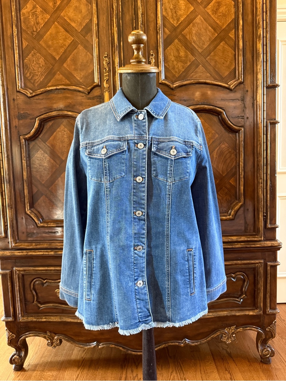 Chico's Medium Blue Denim Button-Front Jacket